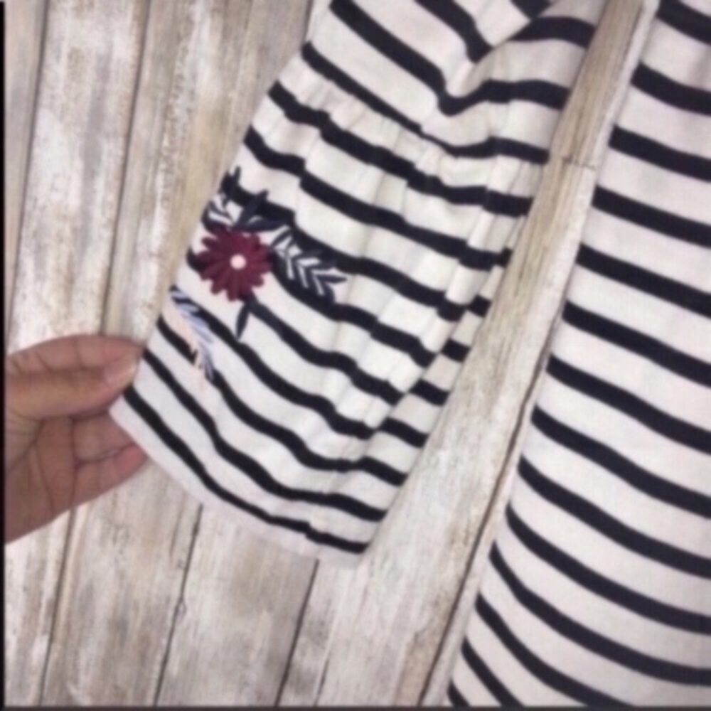 J.Crew Striped Embroidered Bell Sleeve Top XS Blue White Cotton - Picture 6 of 6